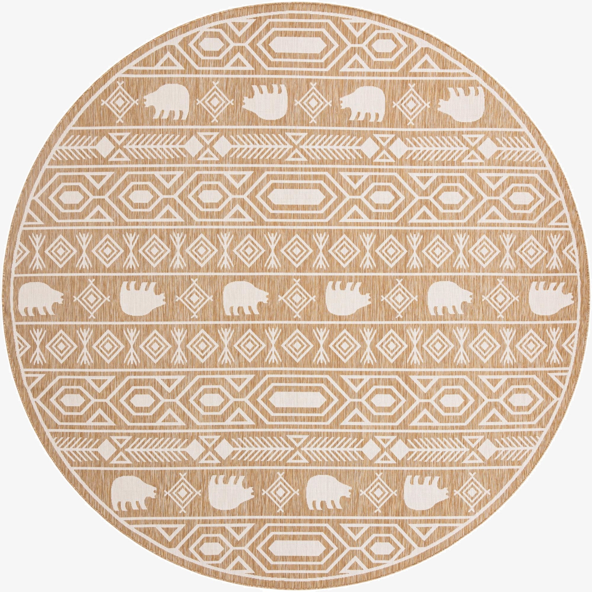 12' x 12'  Washable Southwestern Indoor / Outdoor Round Rug
