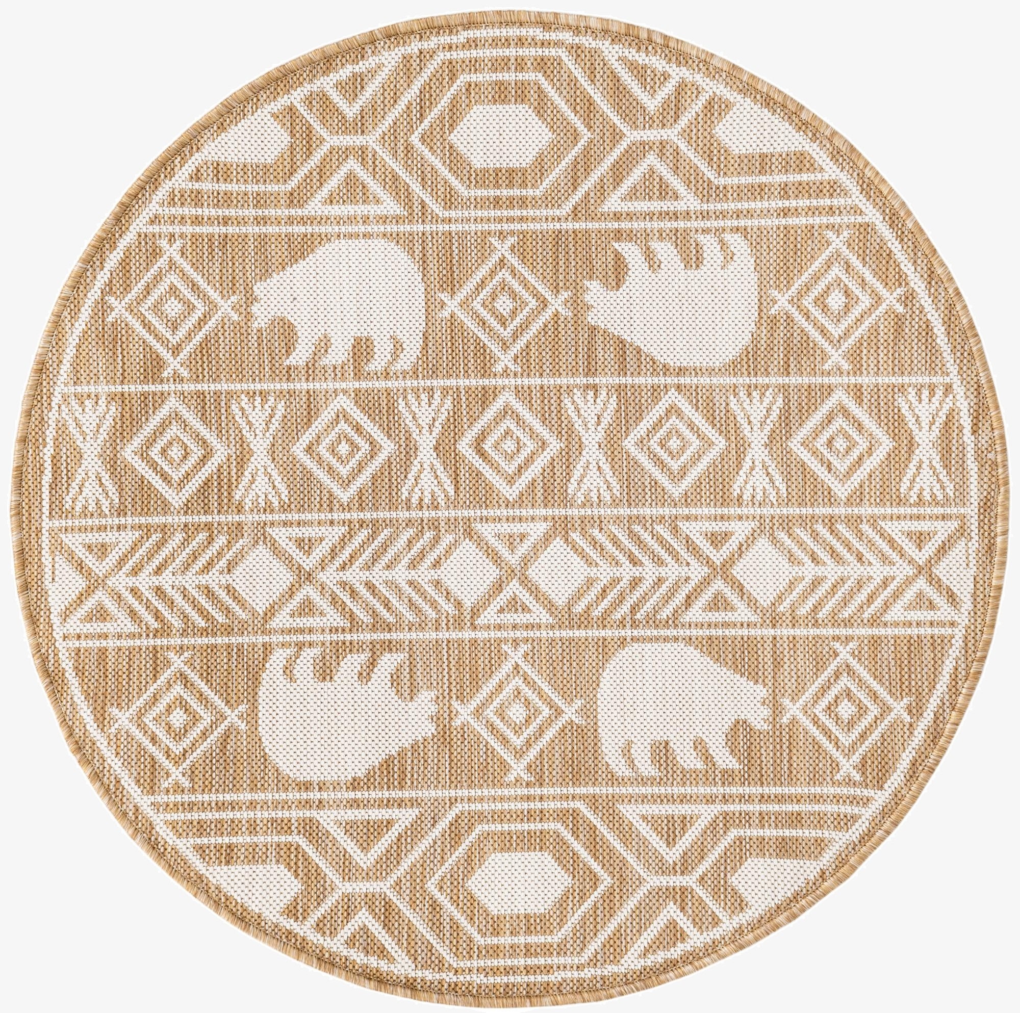 3' x 3'  Washable Southwestern Indoor / Outdoor Round Rug