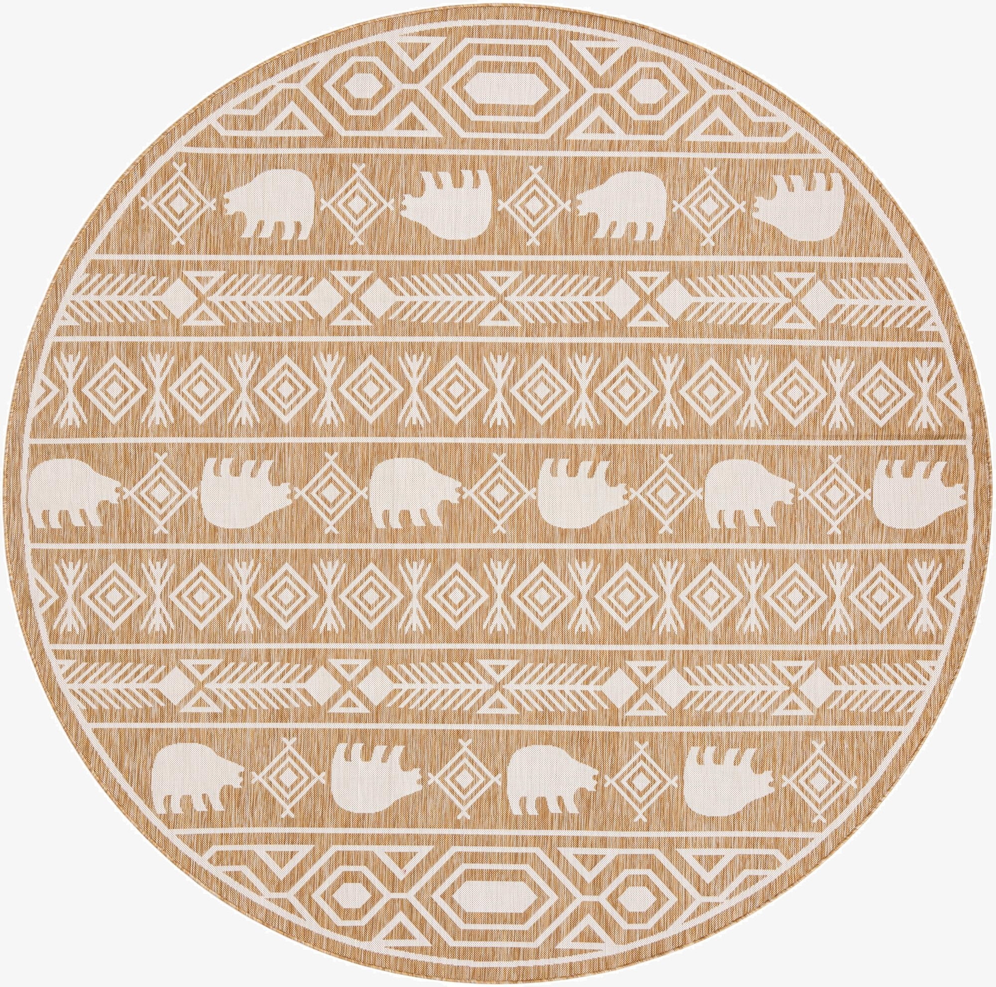 10' x 10'  Washable Southwestern Indoor / Outdoor Round Rug