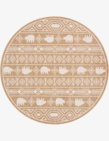 10' x 10' Easy-Clean Southwestern Indoor / Outdoor Round Rug