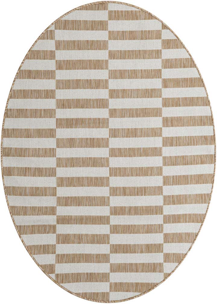 5' 3 x 5' 3 Easy-Clean Striped Indoor / Outdoor Round Rug