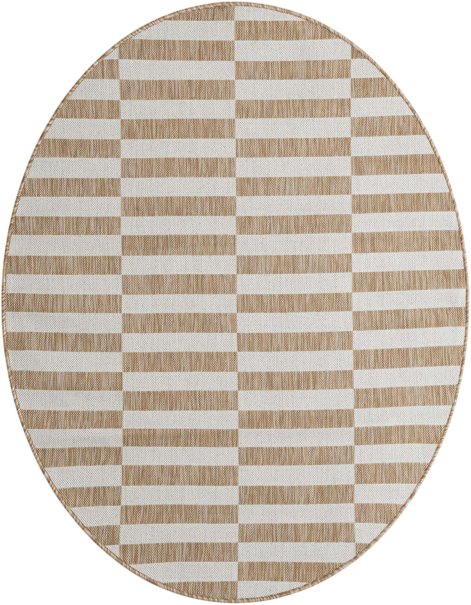 5' 3 x 5' 3 Easy-Clean Striped Indoor / Outdoor Round Rug
