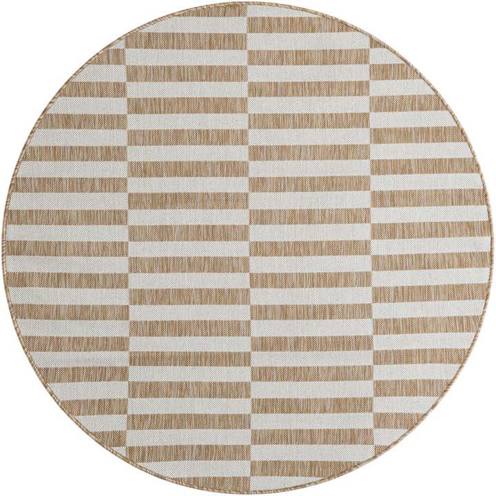 5' 3 x 5' 3 Easy-Clean Striped Indoor / Outdoor Round Rug