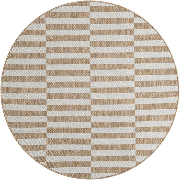 Detail image of 5' 3 x 5' 3 Easy-Clean Striped Indoor / Outdoor Round Rug