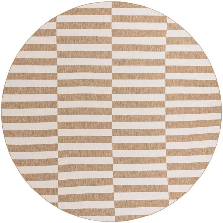 Detail image of 13' x 13' Easy-Clean Striped Indoor / Outdoor Round Rug