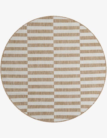 5' 3 x 5' 3 Easy-Clean Striped Indoor / Outdoor Round Rug