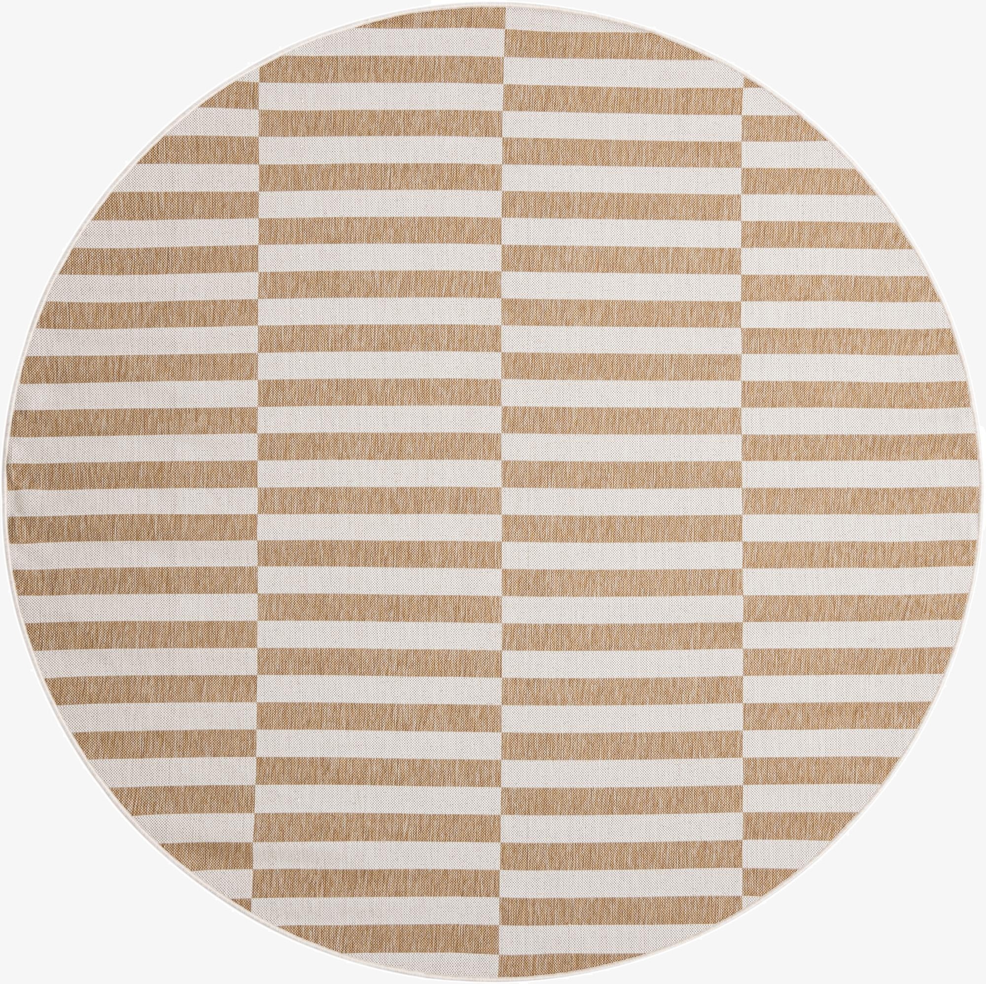 7' 10 x 7' 10  Washable Striped Indoor / Outdoor Round Rug