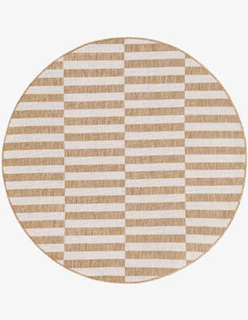 6' x 6' Easy-Clean Striped Indoor / Outdoor Round Rug
