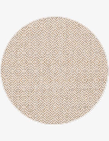 Taupe Easy-Clean Trellis Indoor / Outdoor Round Rug