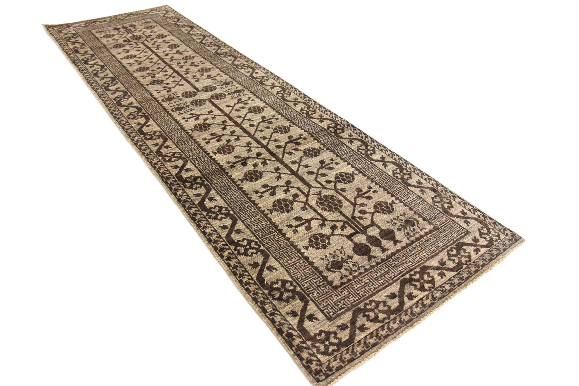 3' x 9' 8 Hand Knotted Khotan Ziegler Oriental Runner Rug