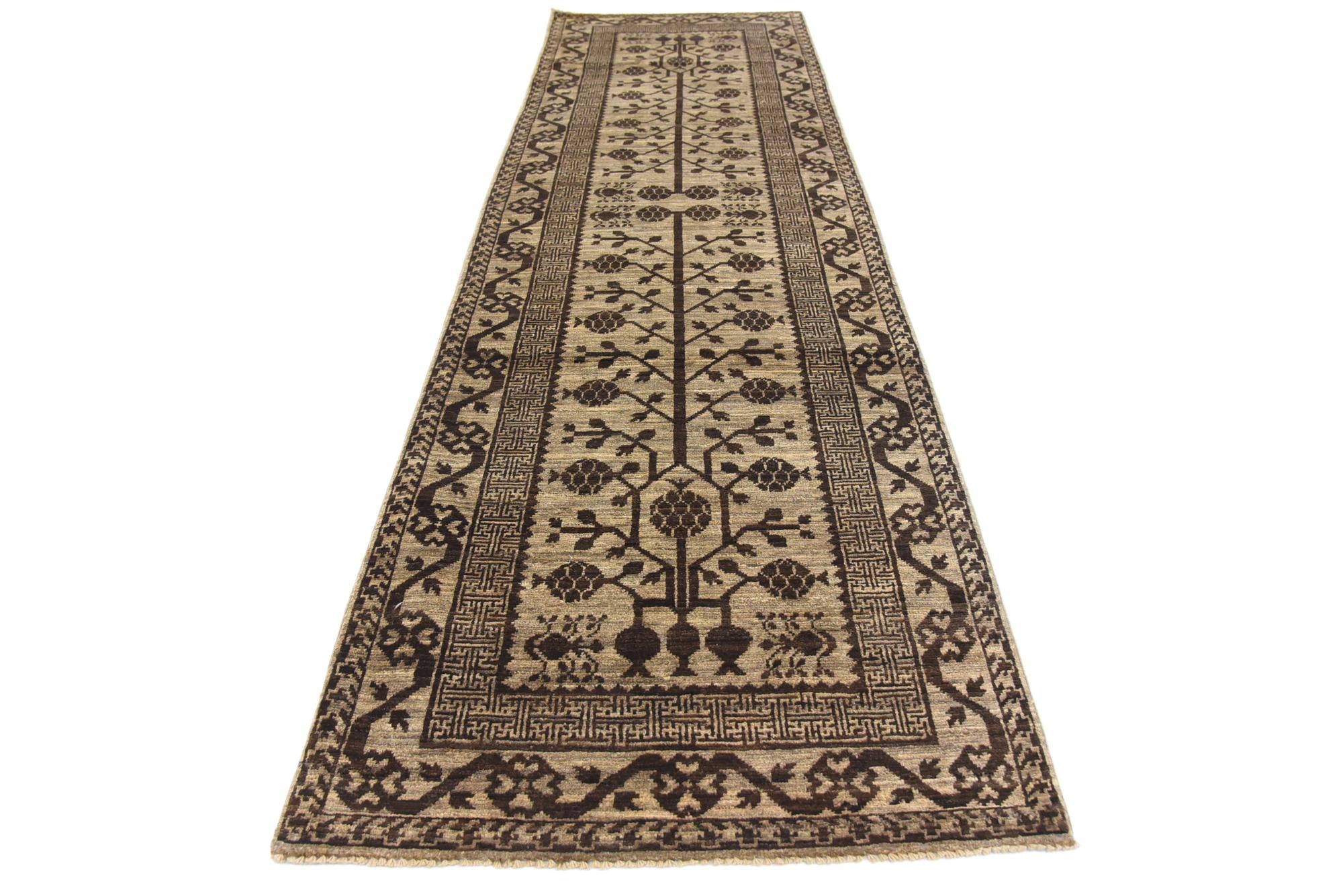 3' x 9' 8 Hand Knotted Khotan Ziegler Oriental Runner Rug