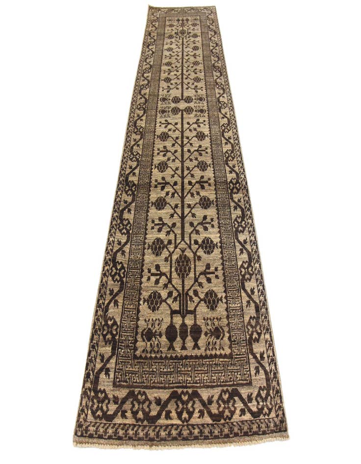 Detail image of 3' x 9' 8 Hand Knotted Khotan Ziegler Oriental Runner Rug