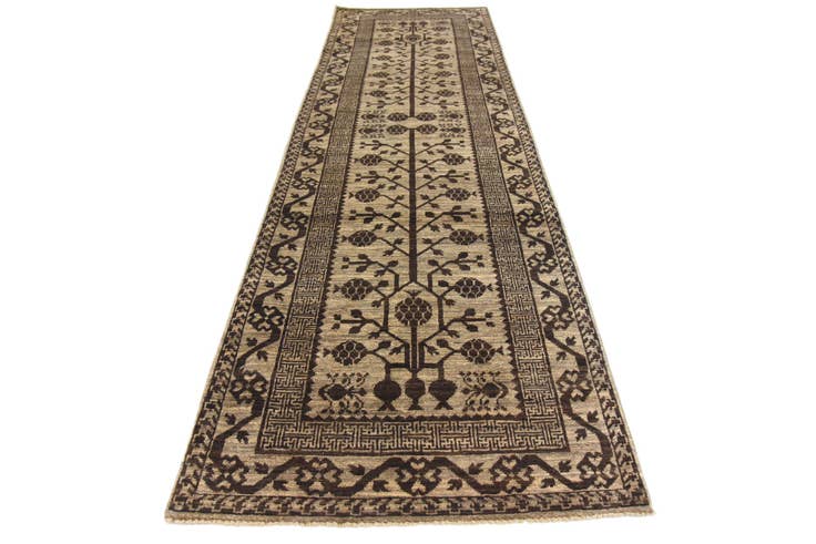 Detail image of 3' x 9' 8 Hand Knotted Khotan Ziegler Oriental Runner Rug
