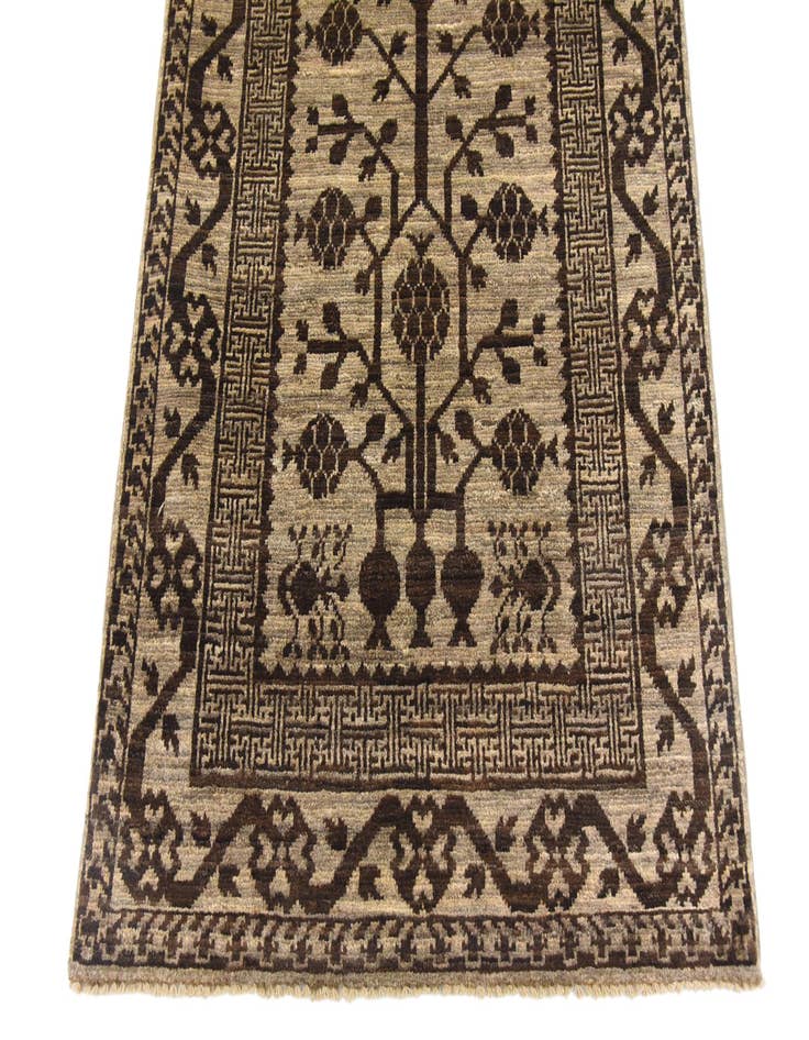 Detail image of 3' x 9' 8 Hand Knotted Khotan Ziegler Oriental Runner Rug