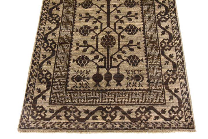 3' x 9' 8 Hand Knotted Khotan Ziegler Oriental Runner Rug