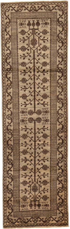 Detail image of 3' x 9' 8 Hand Knotted Khotan Ziegler Oriental Runner Rug