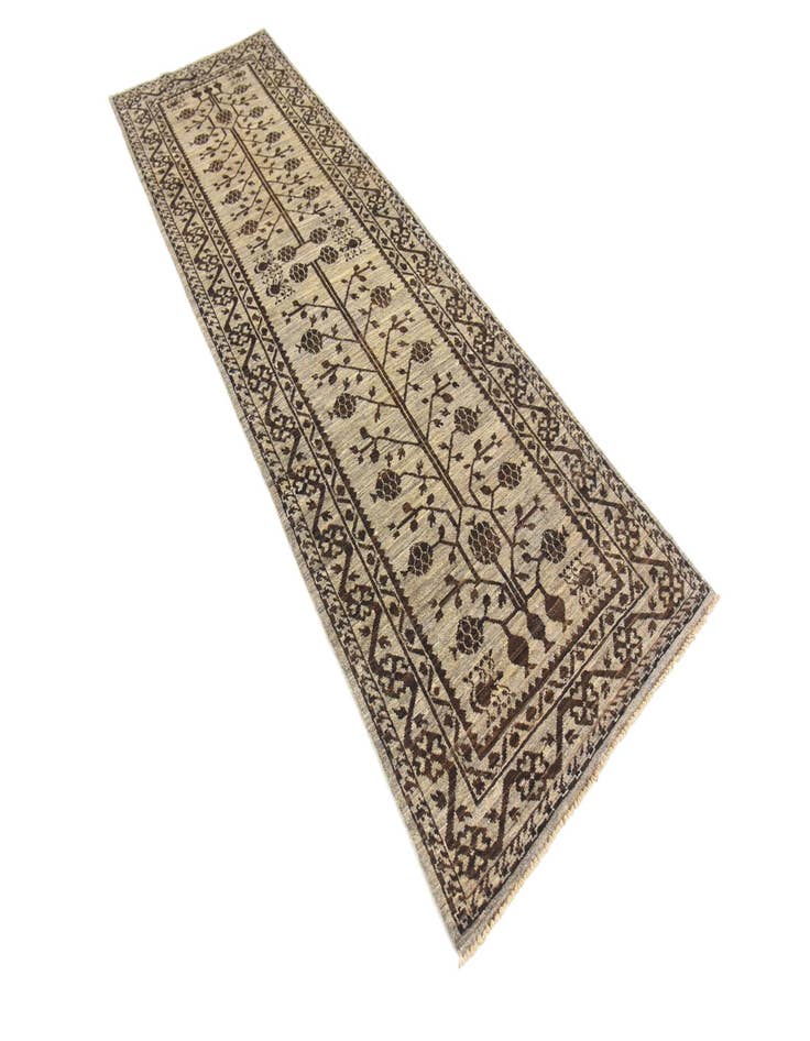 Detail image of 3' x 9' 3 Hand Knotted Khotan Ziegler Oriental Runner Rug