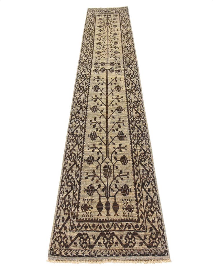 Detail image of 3' x 9' 3 Hand Knotted Khotan Ziegler Oriental Runner Rug