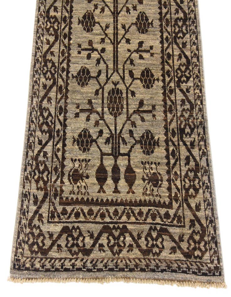 Detail image of 3' x 9' 3 Hand Knotted Khotan Ziegler Oriental Runner Rug