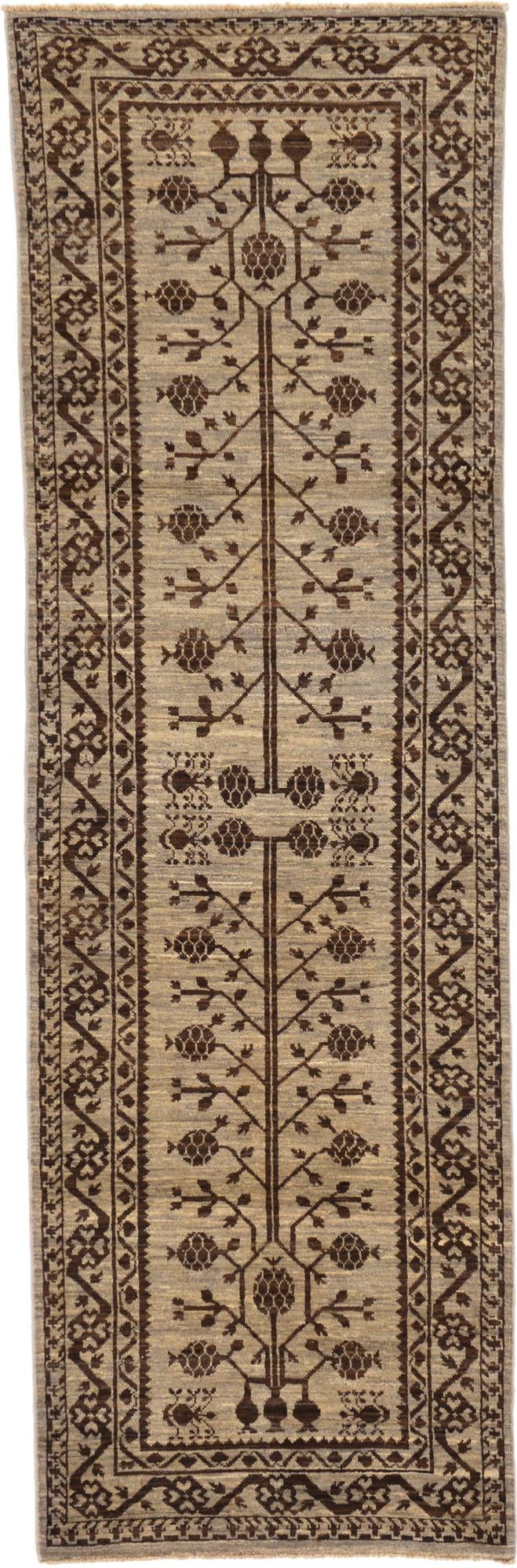 3' x 9' 3 Hand Knotted Khotan Ziegler Oriental Runner Rug