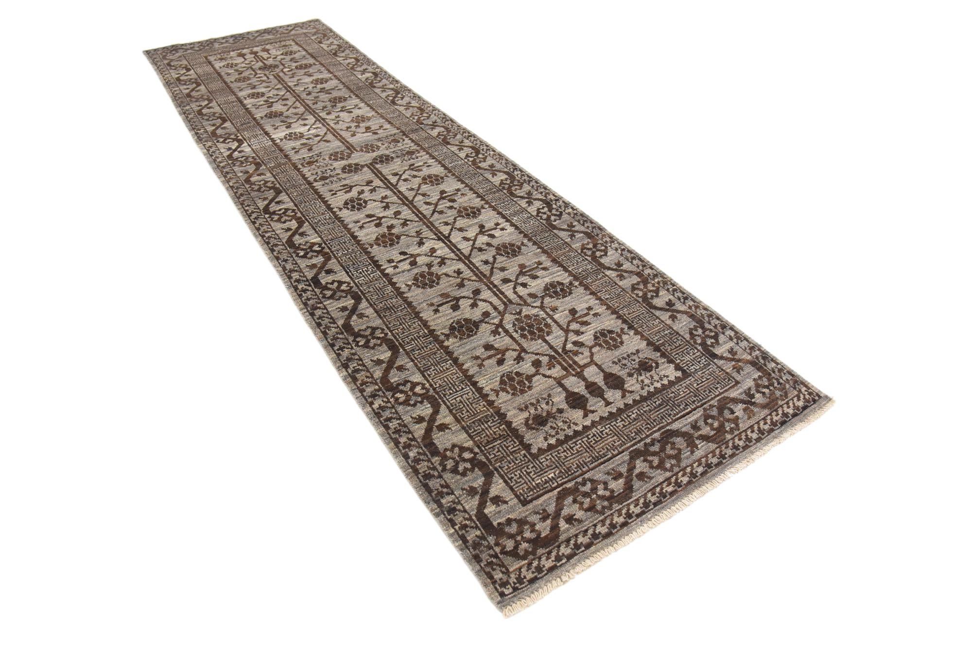 2' 10 x 9' 9 Hand Knotted Khotan Ziegler Oriental Runner Rug