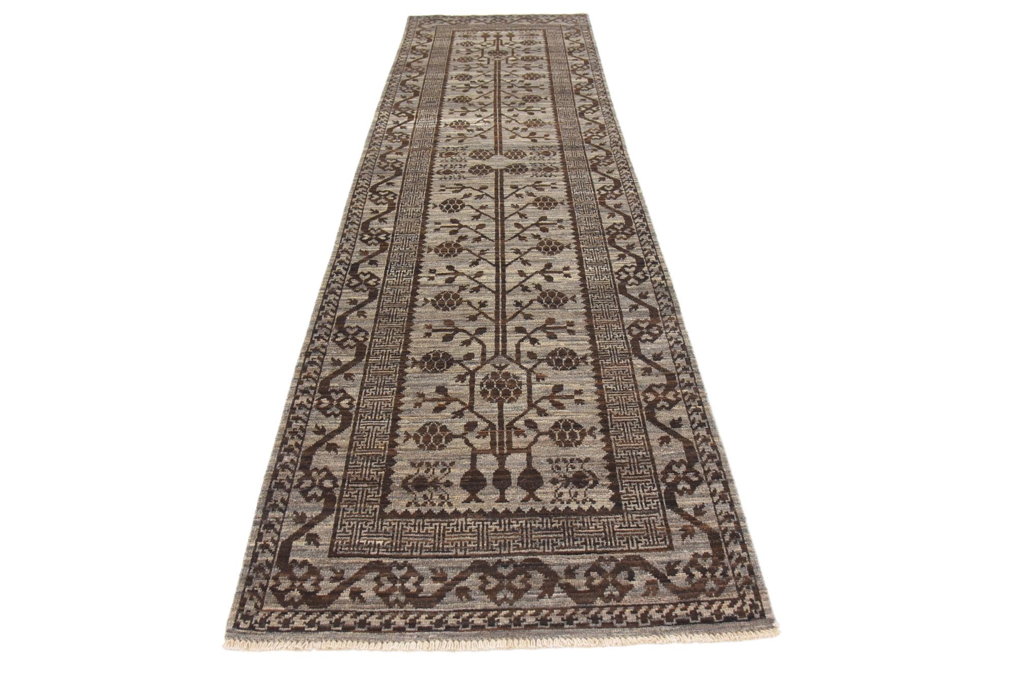 2' 10 x 9' 9 Hand Knotted Khotan Ziegler Oriental Runner Rug