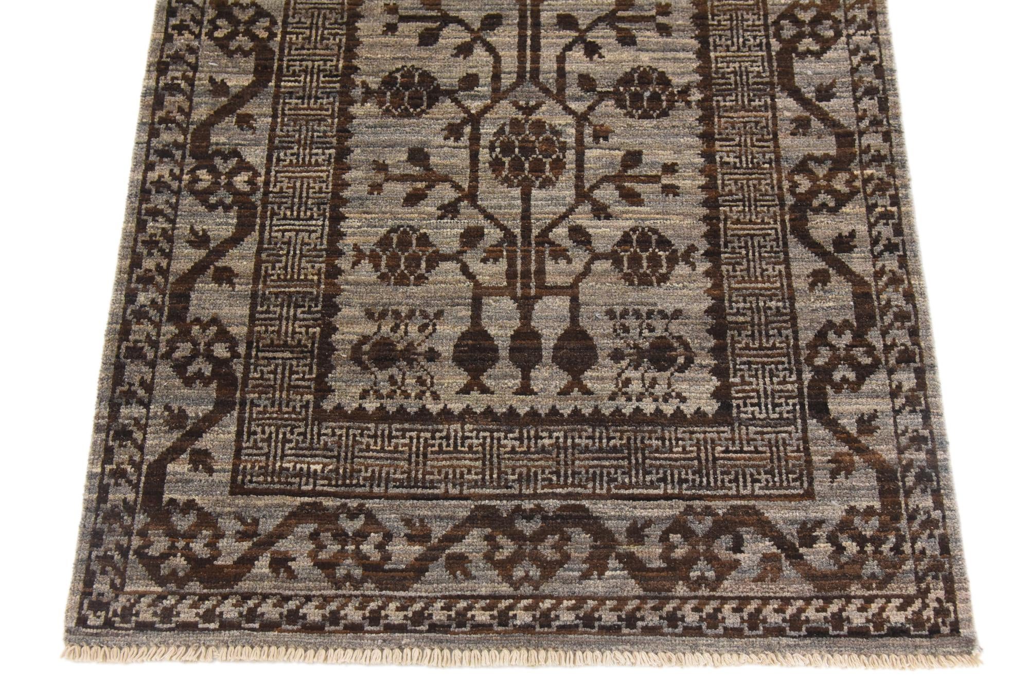 2' 10 x 9' 9 Hand Knotted Khotan Ziegler Oriental Runner Rug