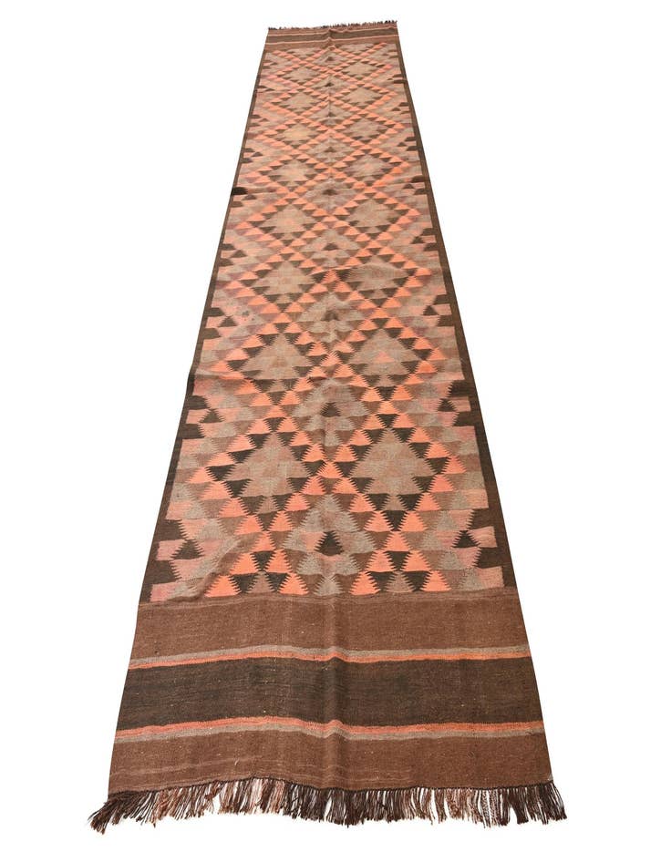 Detail image of 4' 5 x 14' 8  Hand Woven Kilim Fars Wool Runner Rug