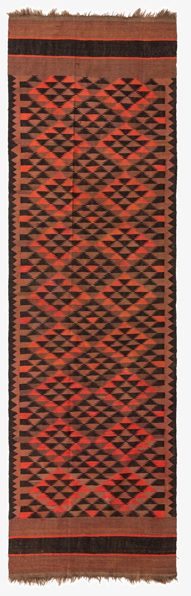 4' 3 x 14' 9  Hand Woven Kilim Fars Wool Runner Rug