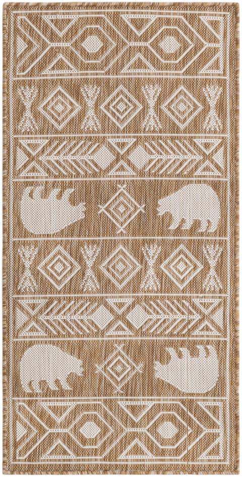 Detail image of 2' x 4' Easy-Clean Southwestern Indoor / Outdoor Runner Rug