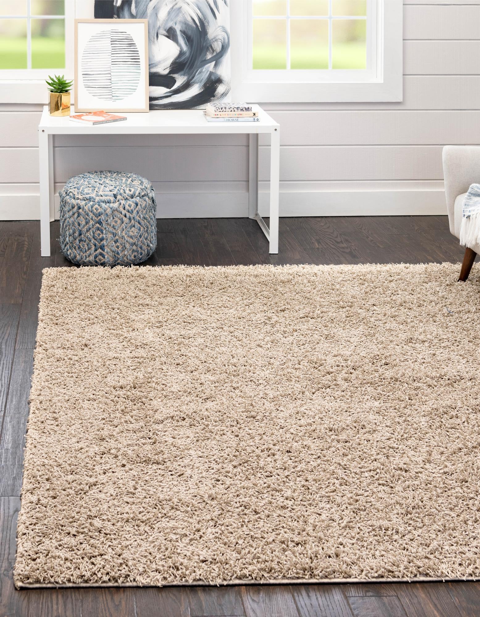 7' x 7' Comfort Solid Shag Square Rug