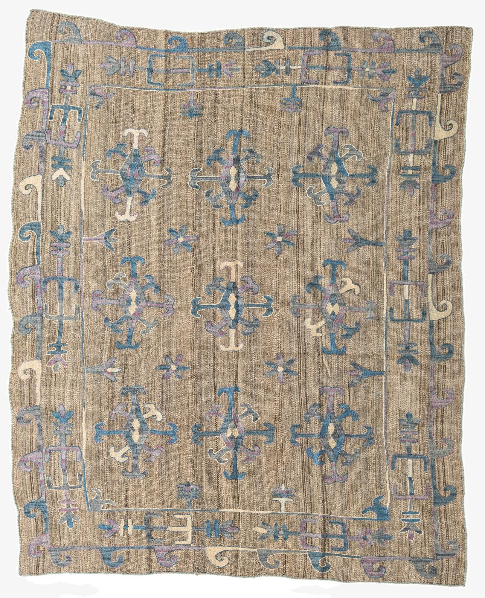 5' 8 x 6' 10  Hand Woven Kilim Suzani Wool Square Rug