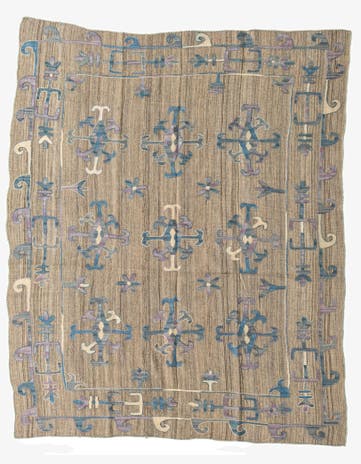 5' 8 x 6' 10 Hand Woven Kilim Suzani Wool Square Rug