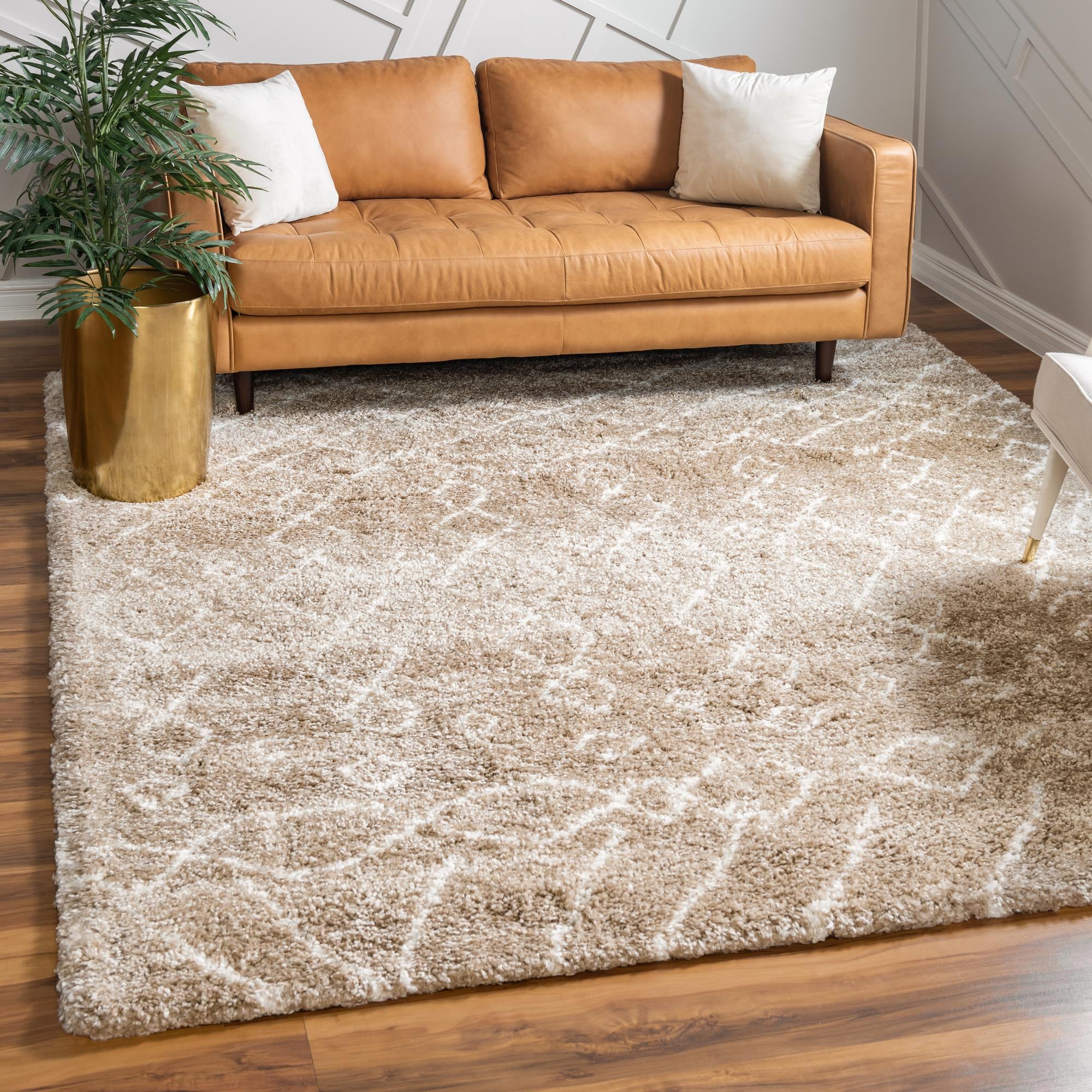 Taupe Moroccan Shag Square Rug