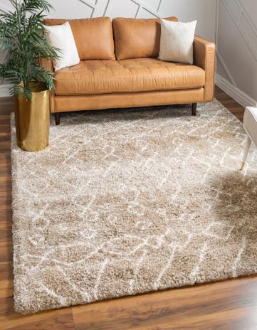 Taupe Moroccan Shag Square Rug
