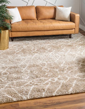 Taupe Moroccan Shag Square Rug