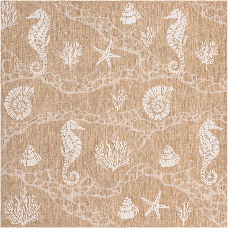 Detail image of 10' x 10' Easy-Clean Coastal Indoor / Outdoor Square Rug
