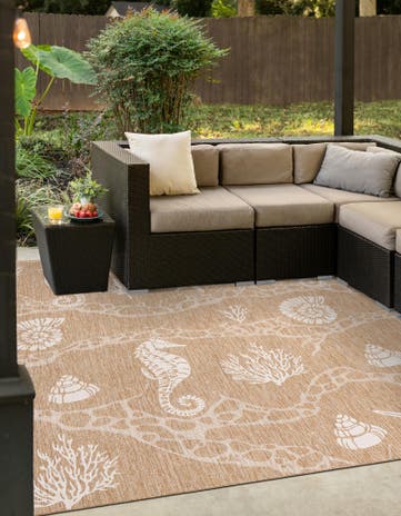 12' x 12' Easy-Clean Coastal Indoor / Outdoor Square Rug