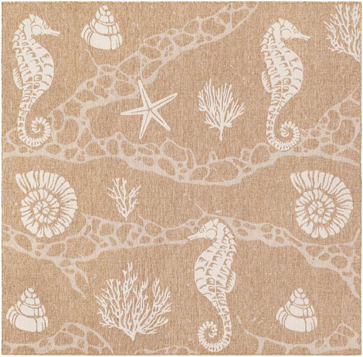 7' 10 x 7' 10 Easy-Clean Coastal Indoor / Outdoor Square Rug