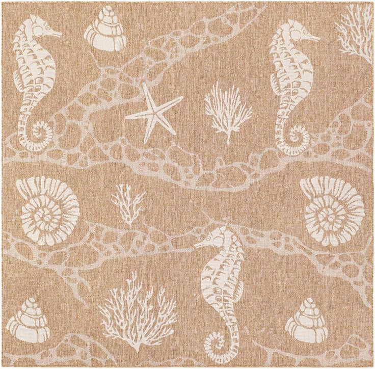 Detail image of 7' 10 x 7' 10 Easy-Clean Coastal Indoor / Outdoor Square Rug