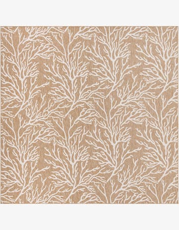 Taupe Easy-Clean Coastal Indoor / Outdoor Square Rug