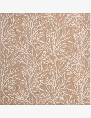 Taupe Easy-Clean Coastal Indoor / Outdoor Square Rug