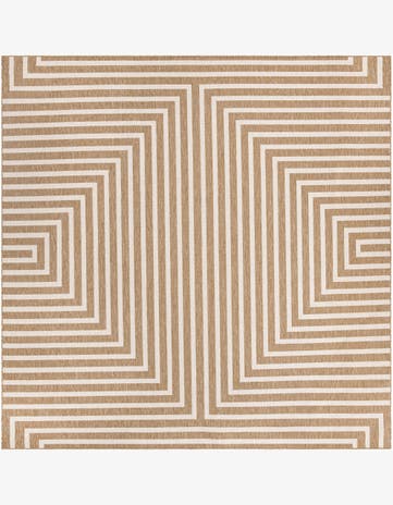 Taupe Easy-Clean Modern Indoor / Outdoor Square Rug