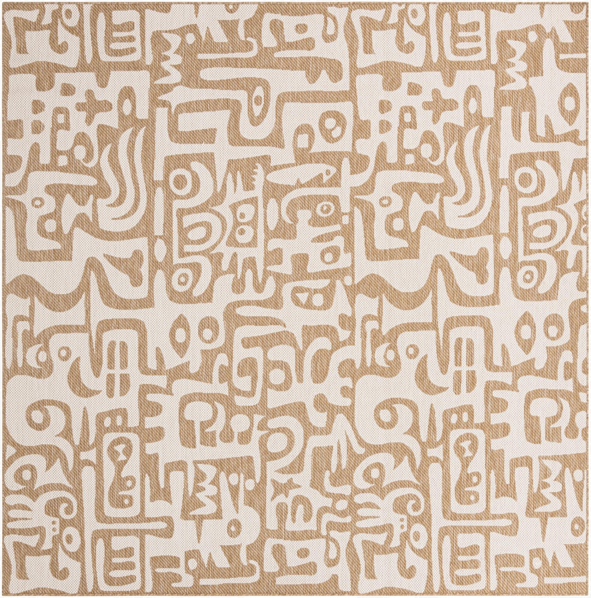 10' x 10'  Washable Modern Indoor / Outdoor Square Rug