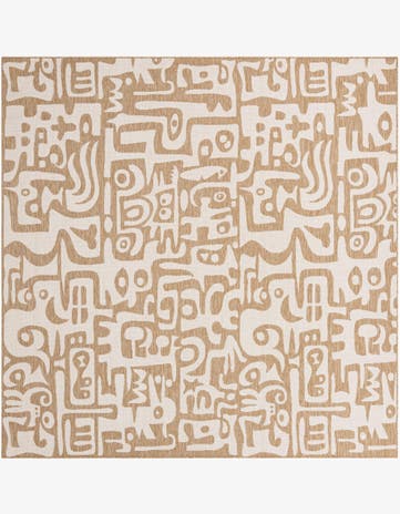 Taupe Easy-Clean Modern Indoor / Outdoor Square Rug