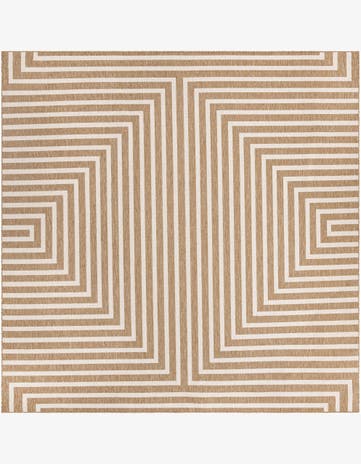 Taupe Easy-Clean Modern Indoor / Outdoor Square Rug