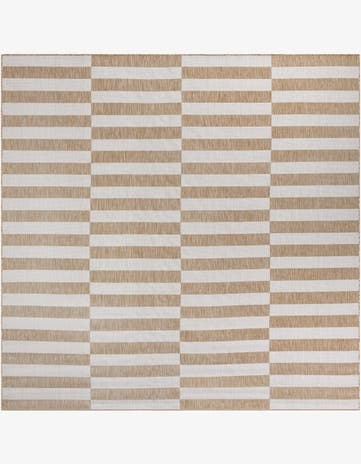 Taupe Easy-Clean Ribbon Indoor / Outdoor Square Rug