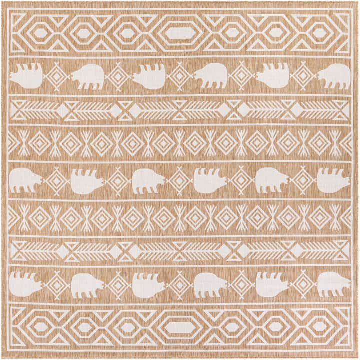 10' x 10' Easy-Clean Southwestern Indoor / Outdoor Square Rug
