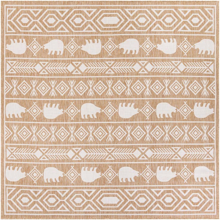 Detail image of 10' x 10' Easy-Clean Southwestern Indoor / Outdoor Square Rug