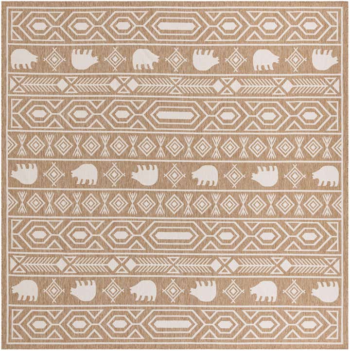 13' x 13' Easy-Clean Southwestern Indoor / Outdoor Square Rug